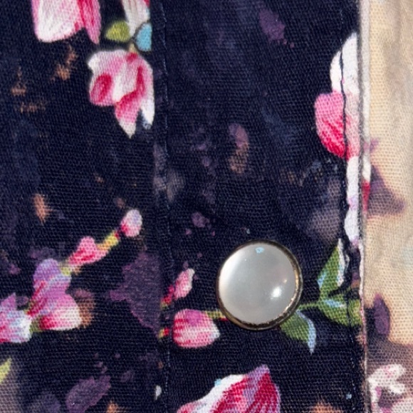 A Rare Bird Western bling floral top XL raw hem boho - Picture 5 of 6